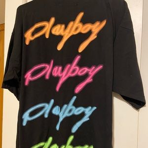 PlayboyxMissguided Black Spray Paint Print T-Shirt